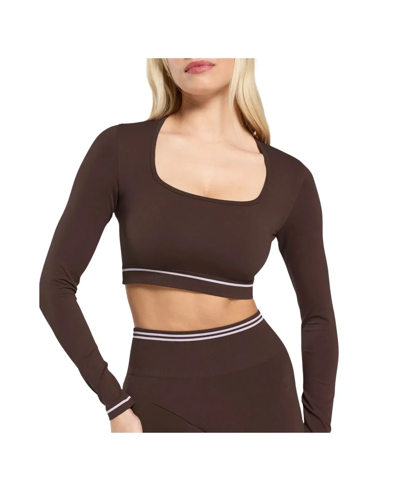 Gymshark Contrast Seamless Crop Top Heritage Brown