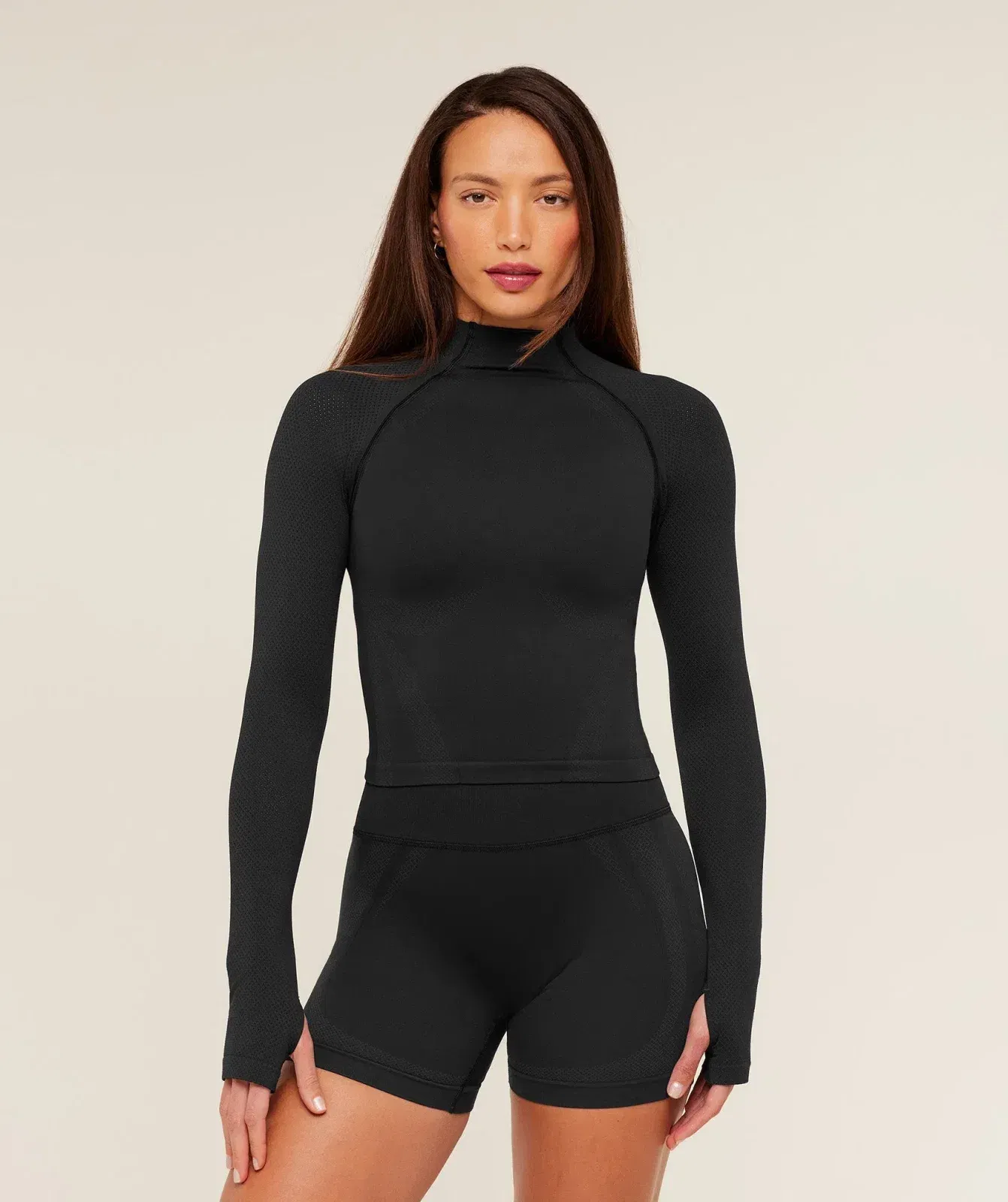 Gymshark Weekend Seamless Long Sleeve Top - GS Black/GS Asphalt Grey