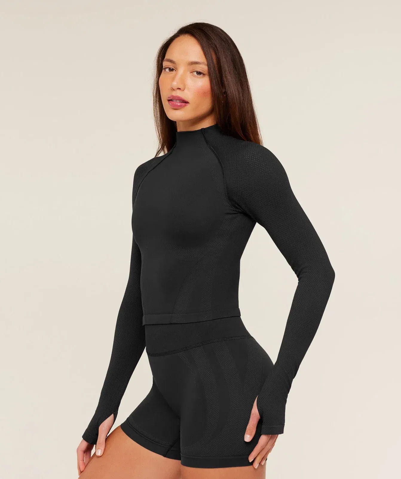 Gymshark Weekend Seamless Long Sleeve Top - GS Black/GS Asphalt Grey