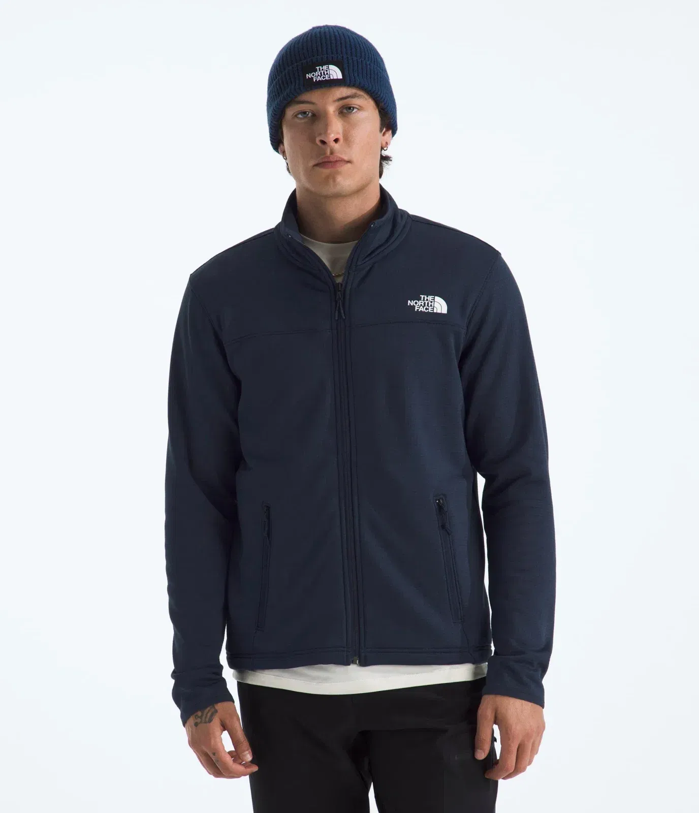 The North Face Men’s Cedar Trail Grid Fleece Full-Zip Jacket Summit Navy