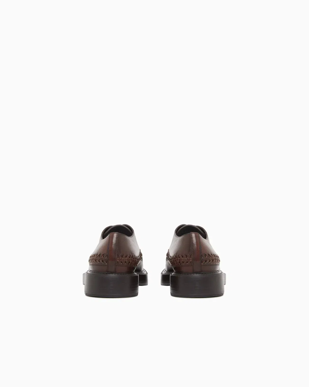 Emporio Armani Buffed Leather Lace-Ups Brown