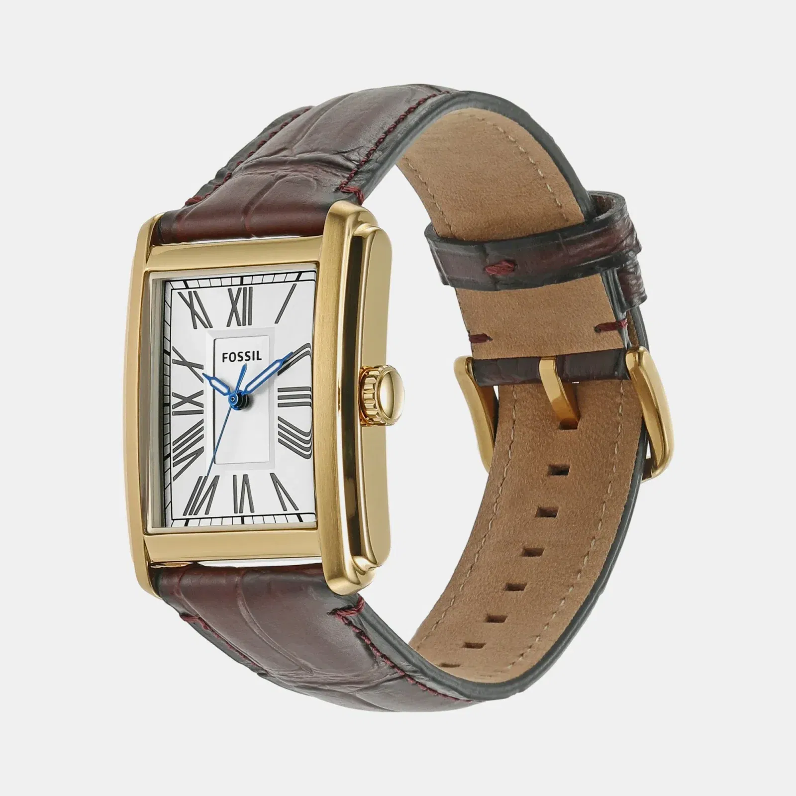Fossil Carraway Men Quartz Silver Dial Analog Leather Watch Fs6011