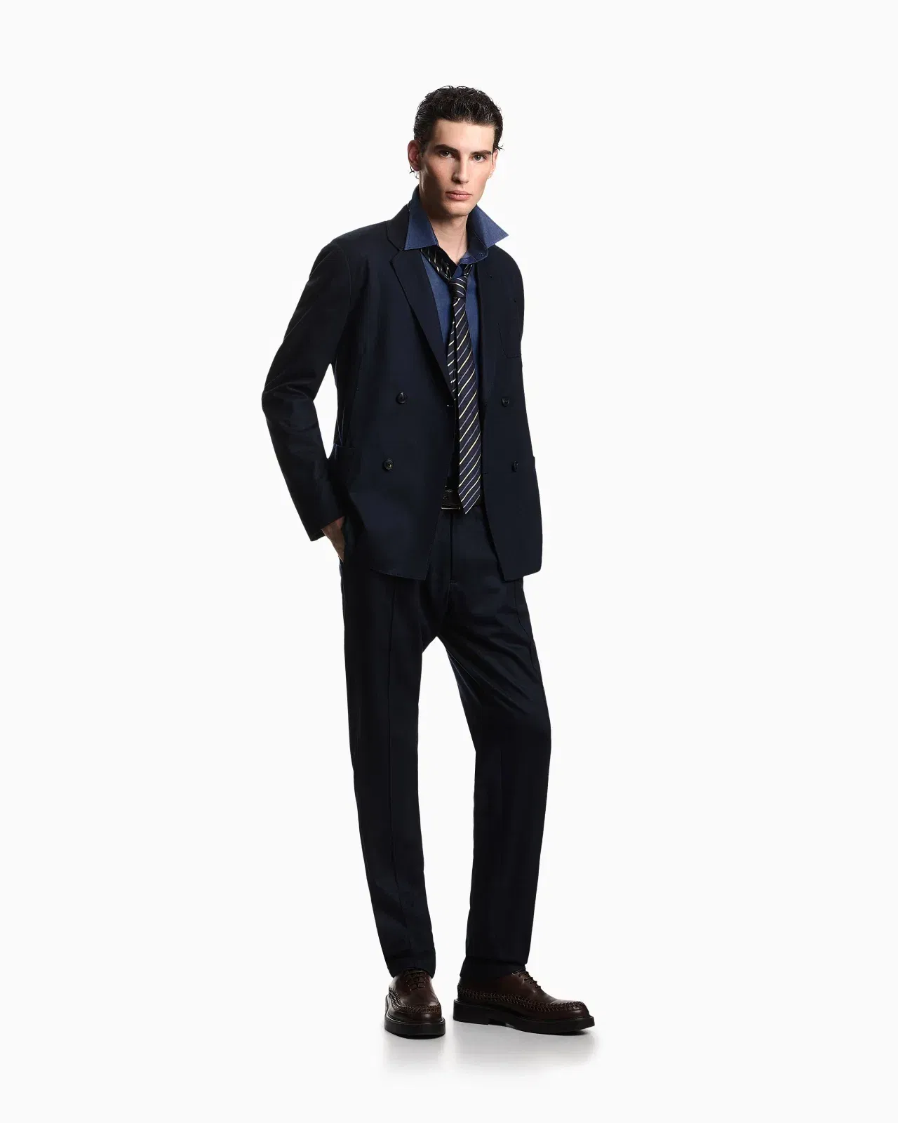 Emporio Armani Denim-effect fabric shirt