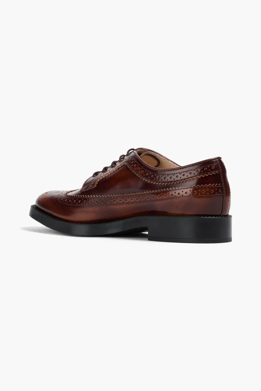 Tod's Burnished Glossed-Leather Brogues Brown Women's