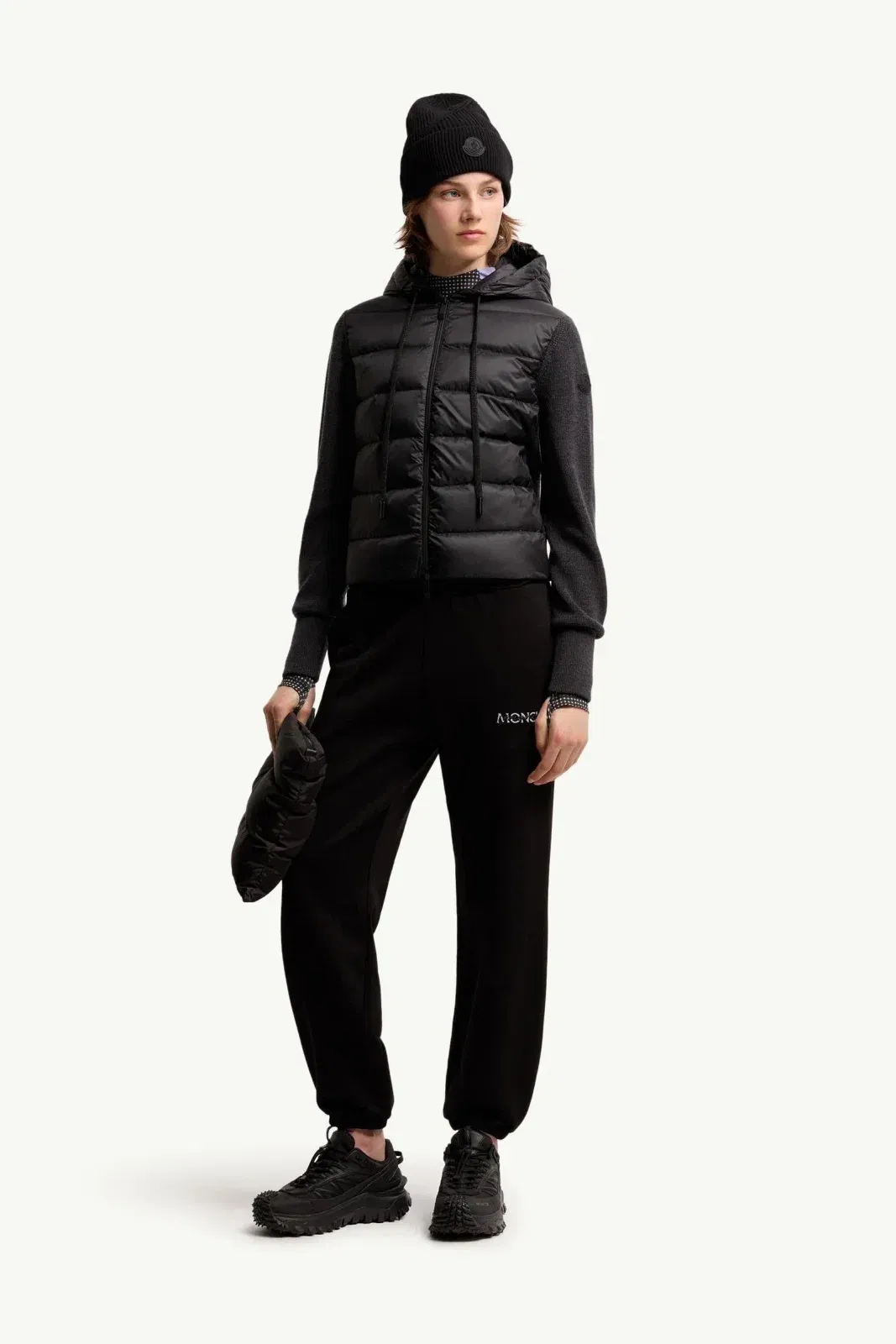 Moncler Wool Hooded Padded Zip-Up Cardigan Dark Grey Dark Grey
