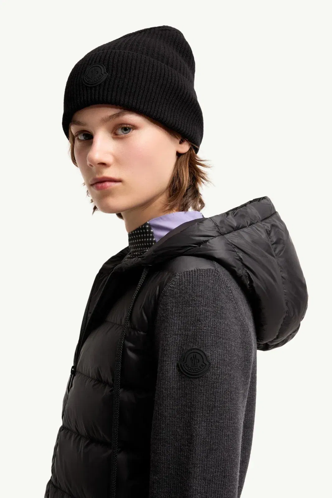Moncler Wool Hooded Padded Zip-Up Cardigan Dark Grey Dark Grey