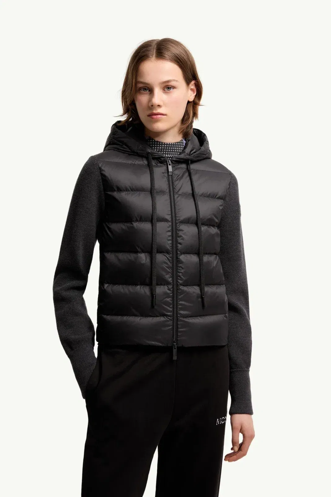 Moncler Wool Hooded Padded Zip-Up Cardigan Dark Grey Dark Grey