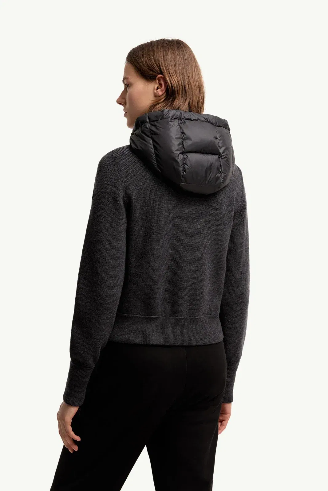 Moncler Wool Hooded Padded Zip-Up Cardigan Dark Grey Dark Grey