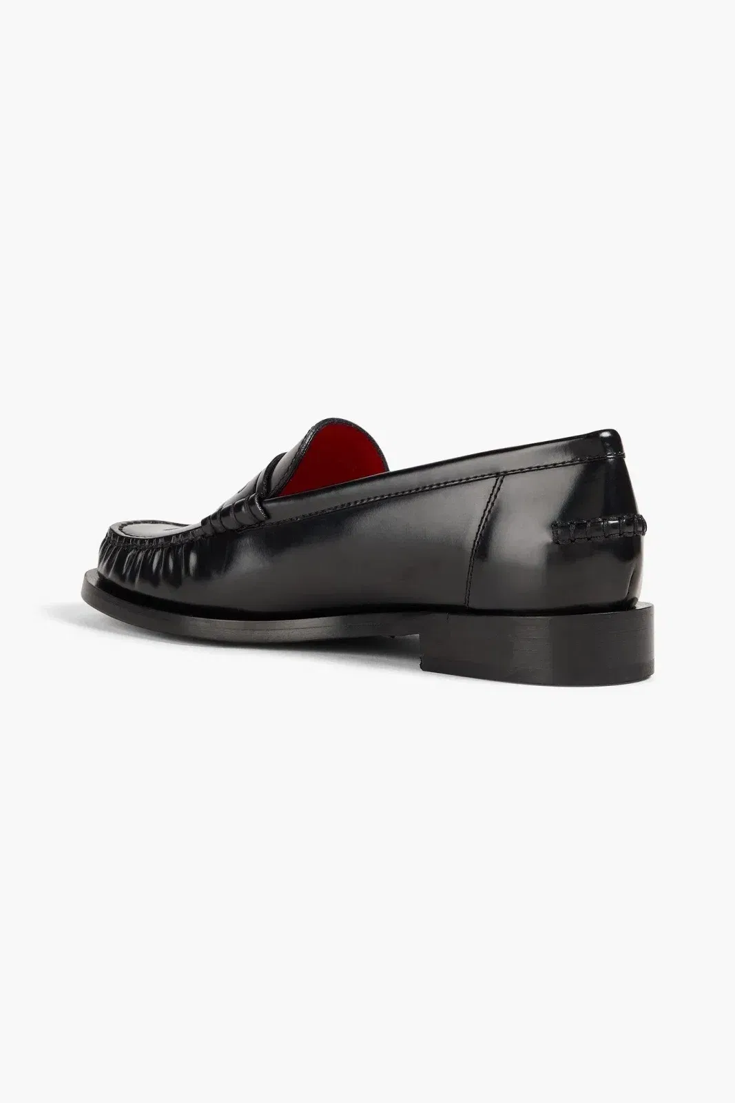 Ferragamo Embossed Glossed-Leather Loafers Black Women's