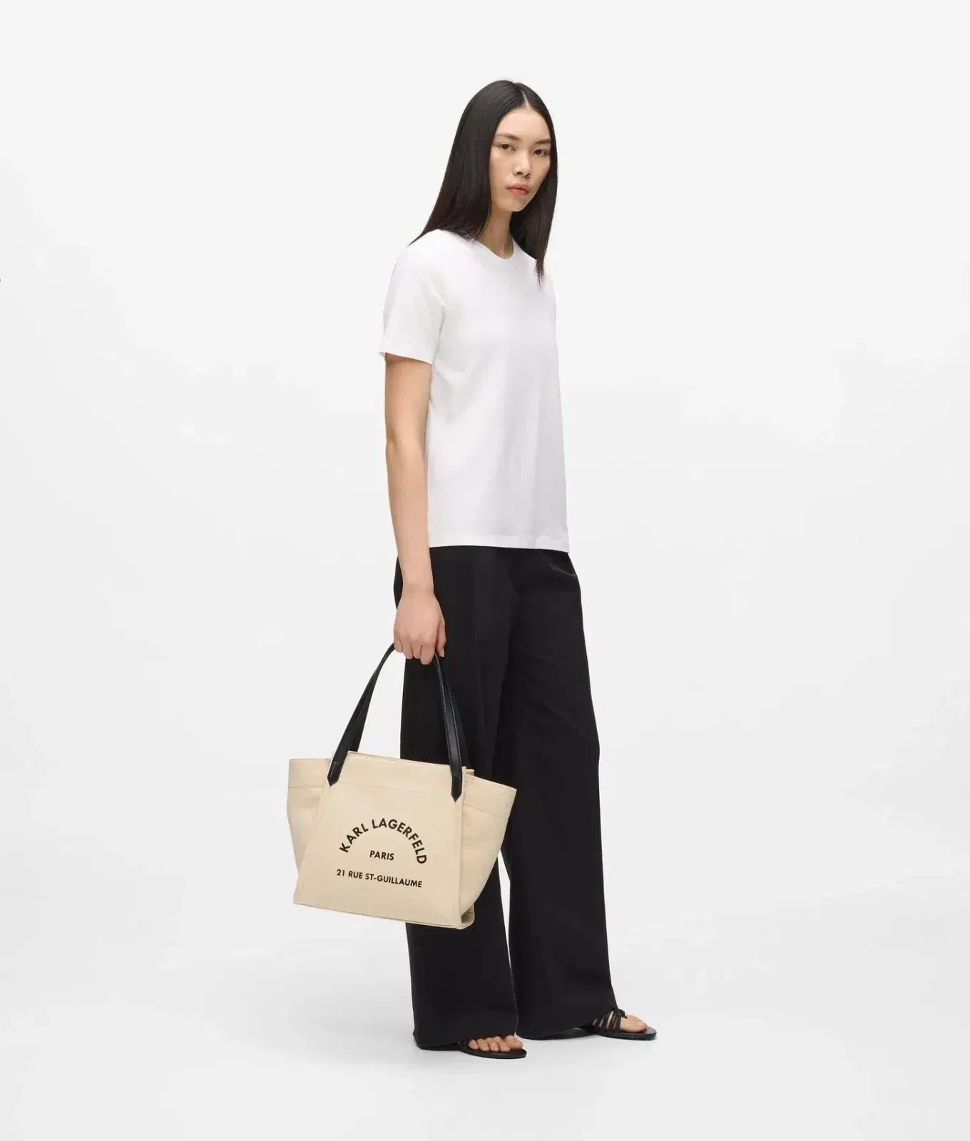 KarlLagerfeld Rue St-Guillaume Winged Tote Bag Natural