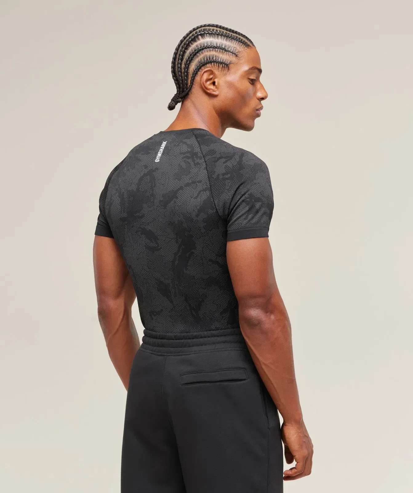 Gymshark Geo Seamless T-Shirt - Black/Charcoal Grey