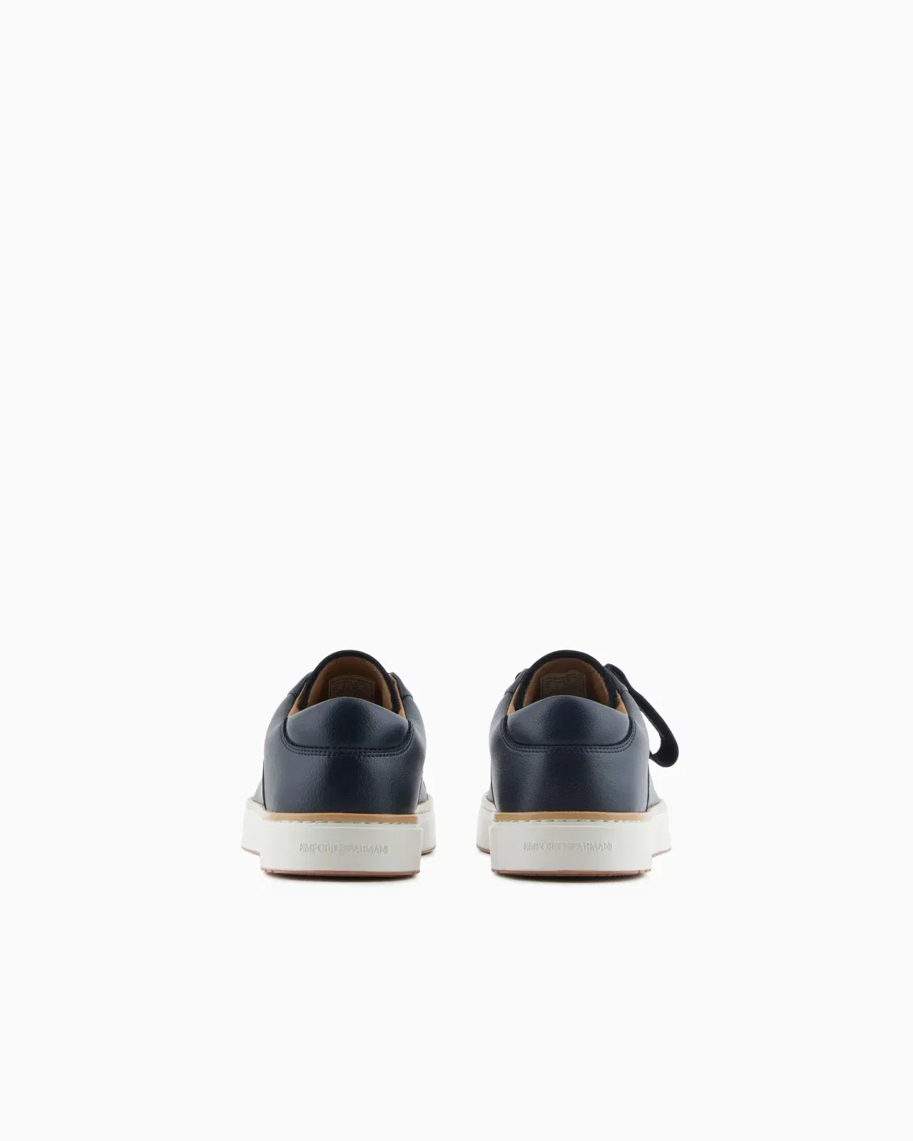 Emporio Armani Leather Sneakers With A Contrasting Welt Navy Blue