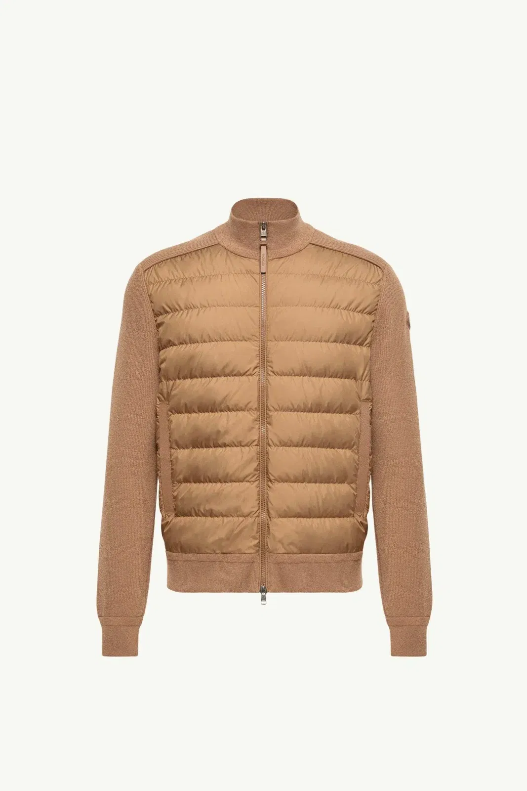 Moncler Wool & Cashmere Blend Padded Zip-Up Cardigan Brown Brown