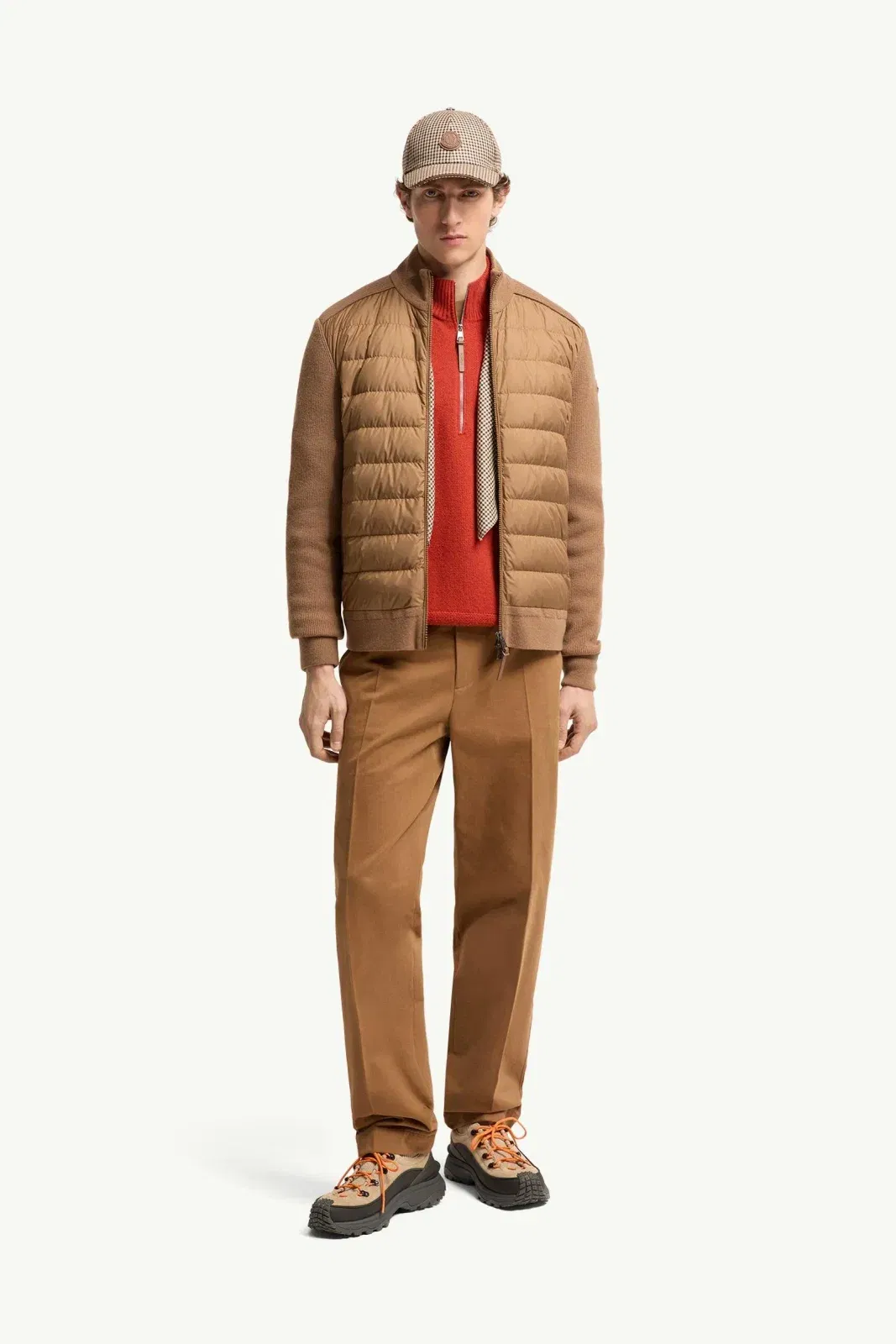 Moncler Wool & Cashmere Blend Padded Zip-Up Cardigan Brown Brown