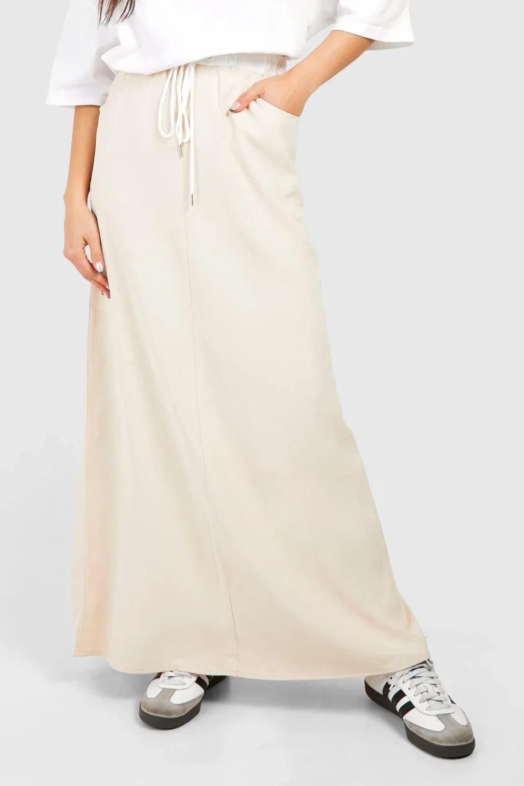 Waistband Detail Maxi Skirt
