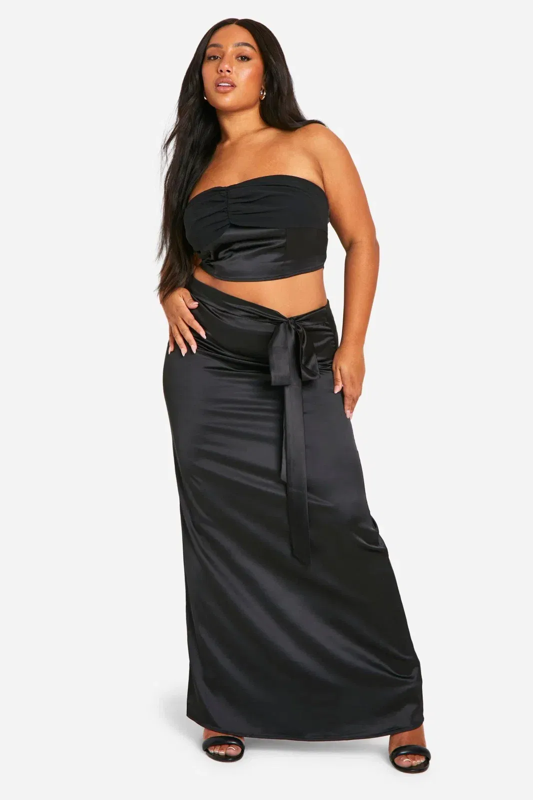 Plus Satin Bandeau Top
