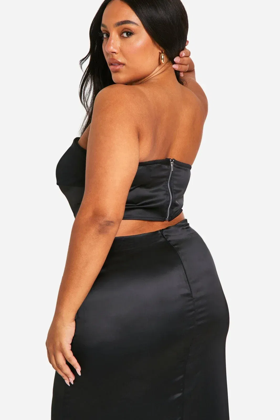 Plus Satin Bandeau Top