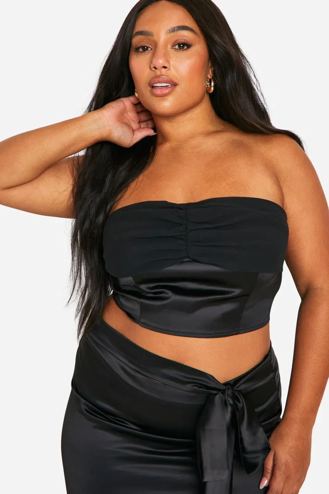 Plus Satin Bandeau Top