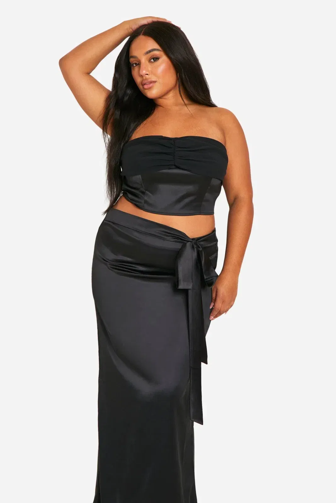 Plus Satin Bandeau Top