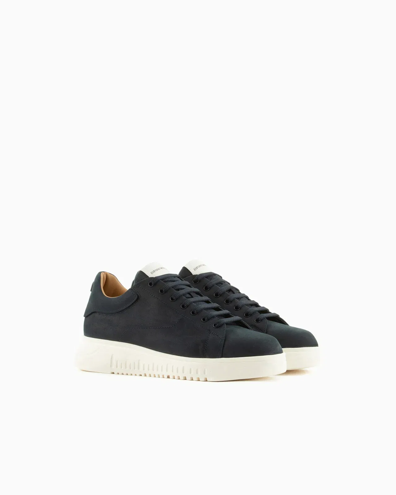 Emporio Armani Sneaker With Knurled Soles In Nubuck Leather Essential Blue