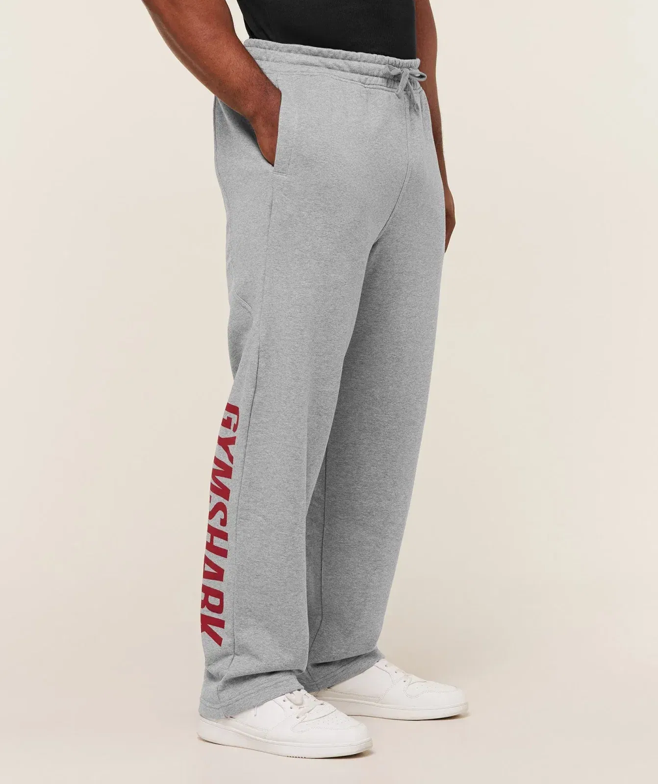 Gymshark Power Straight Leg Pants - Charcoal Core Marl/Sets Red