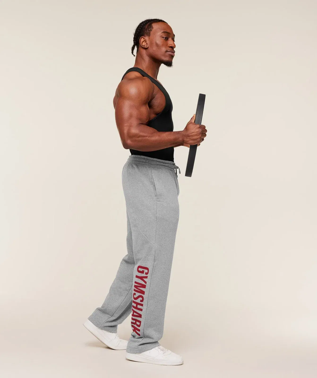 Gymshark Power Straight Leg Pants - Charcoal Core Marl/Sets Red
