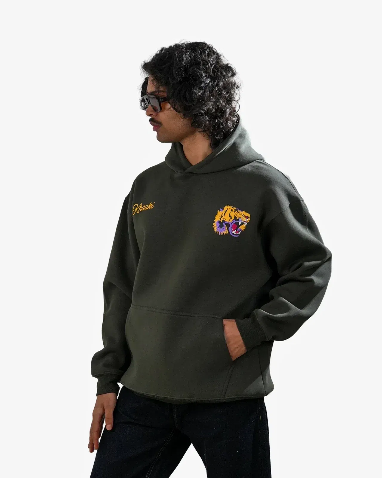 Ruthless - Olive Oversized Printed Hoodie