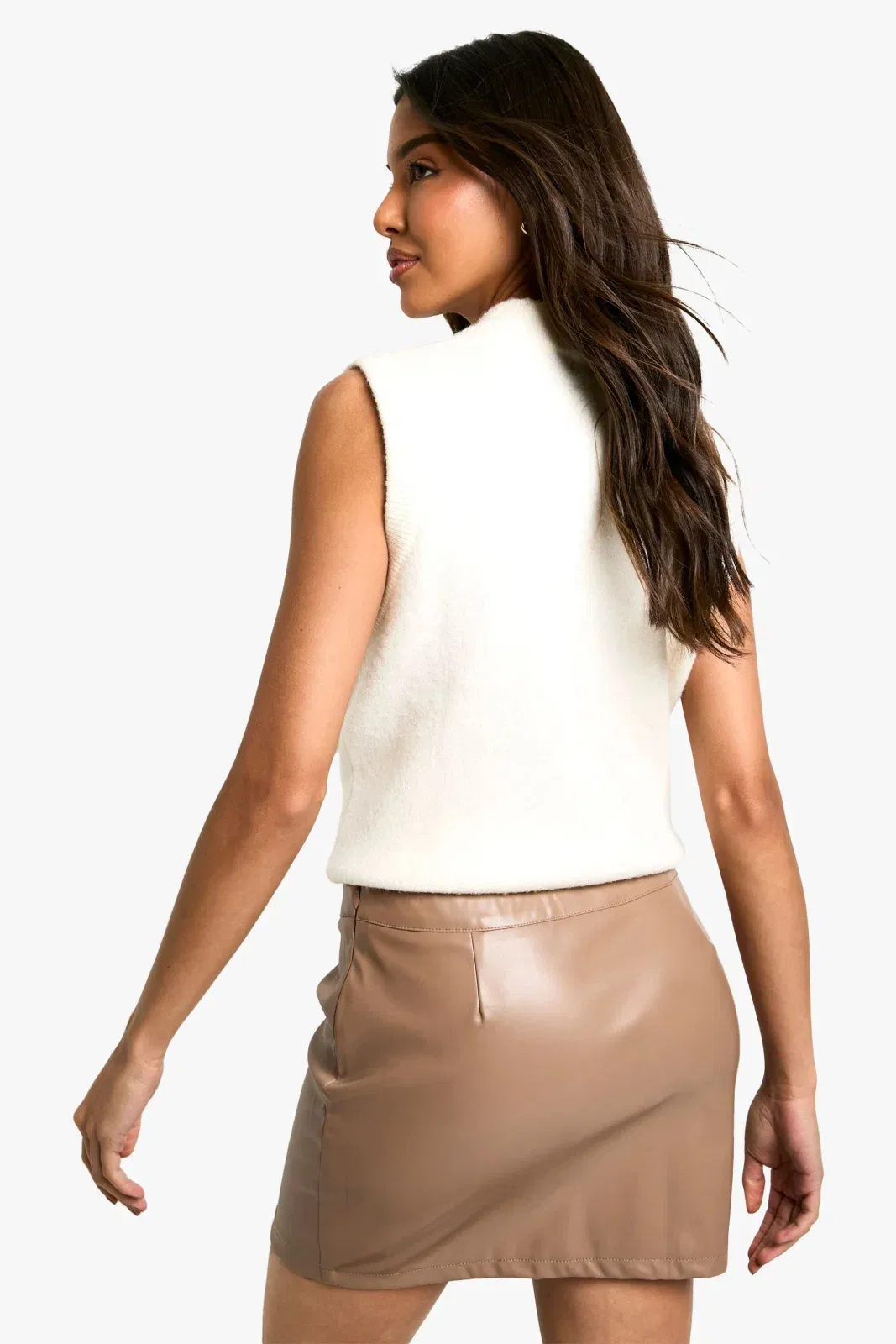 Pu Split Hem Mini Skirt