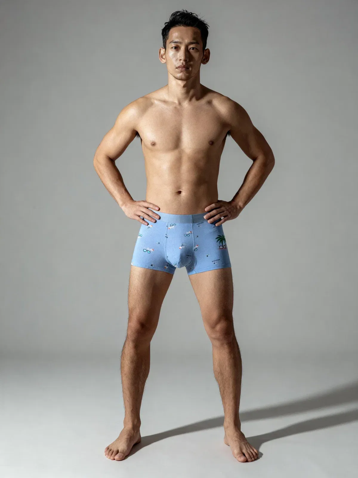 Men V Walk Blue Soye Printed Luxury Elastic Trunk by Manaca