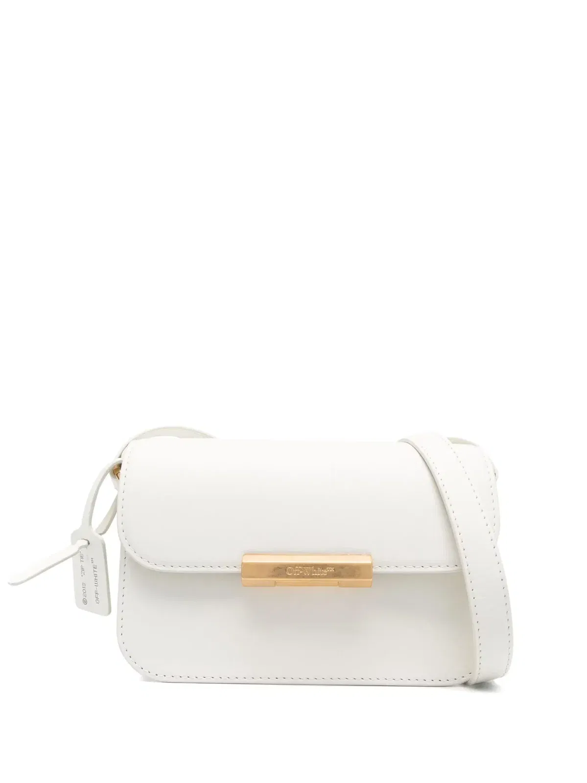 Off-White logo-plaque cross-body white bag