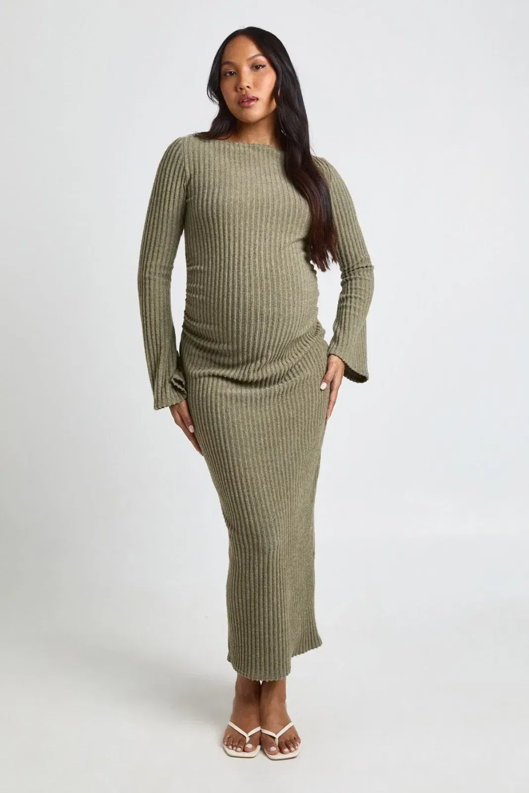 Maternity Slash Neck Midaxi Dress