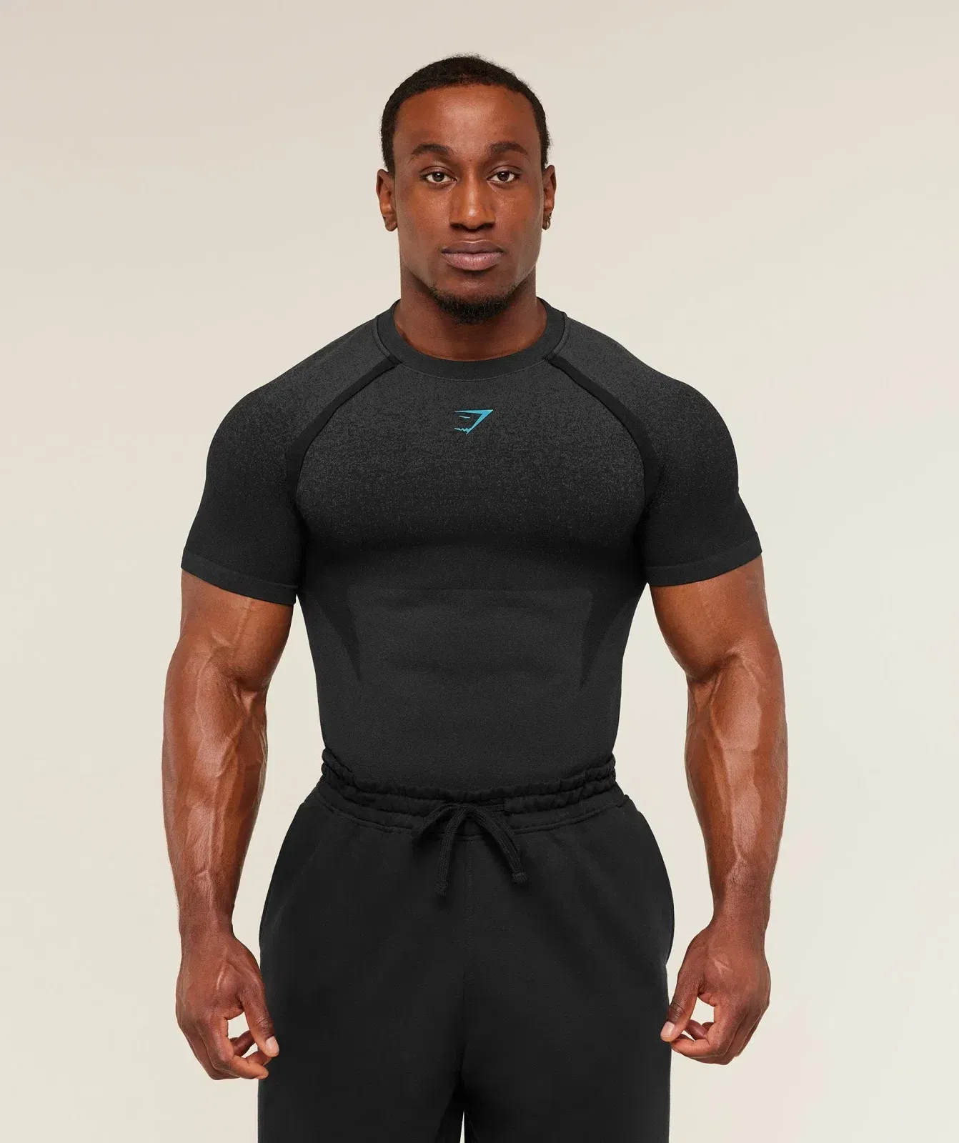 Gymshark Shadow Seamless T-Shirt - Black/Brand Blue