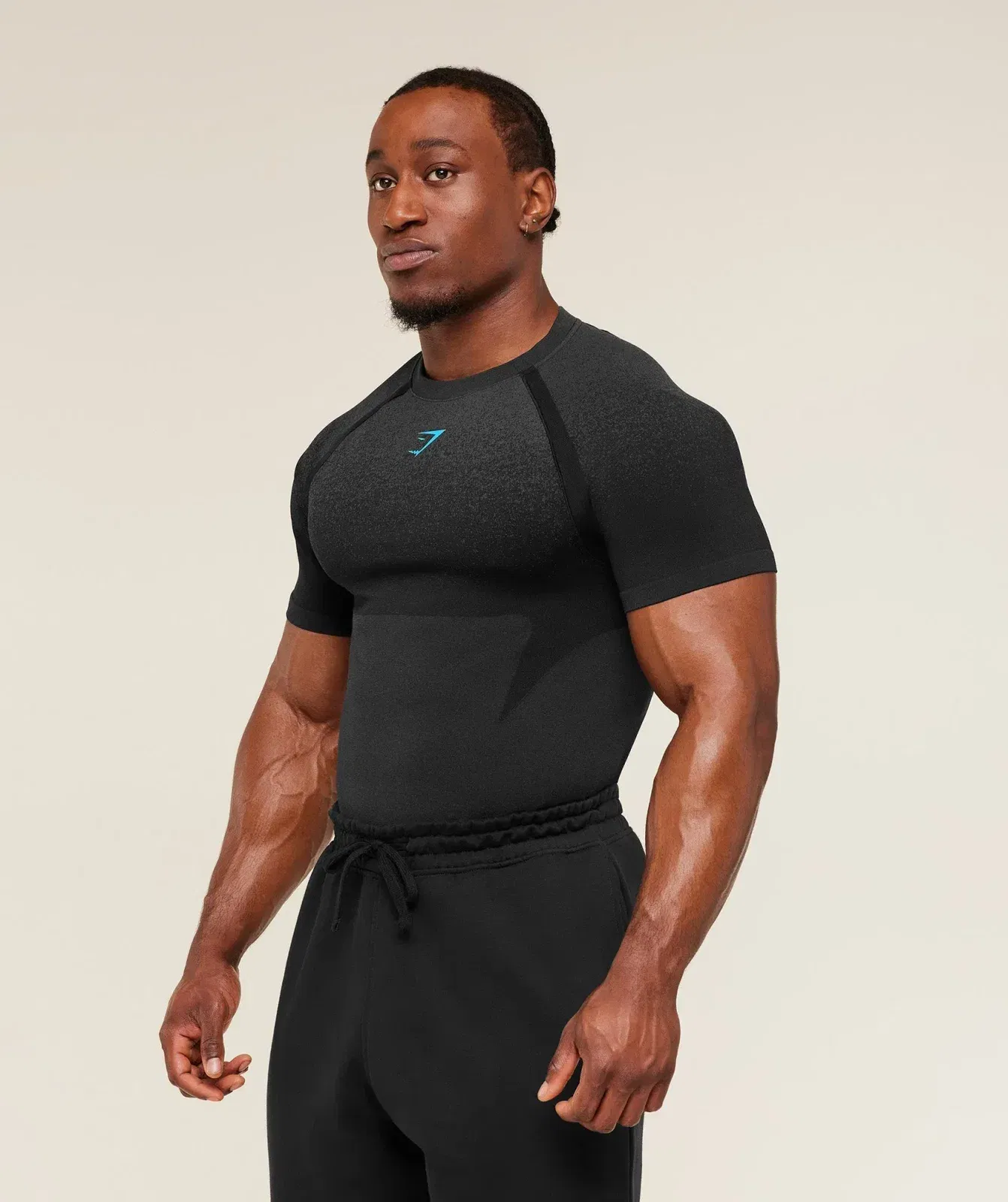Gymshark Shadow Seamless T-Shirt - Black/Brand Blue