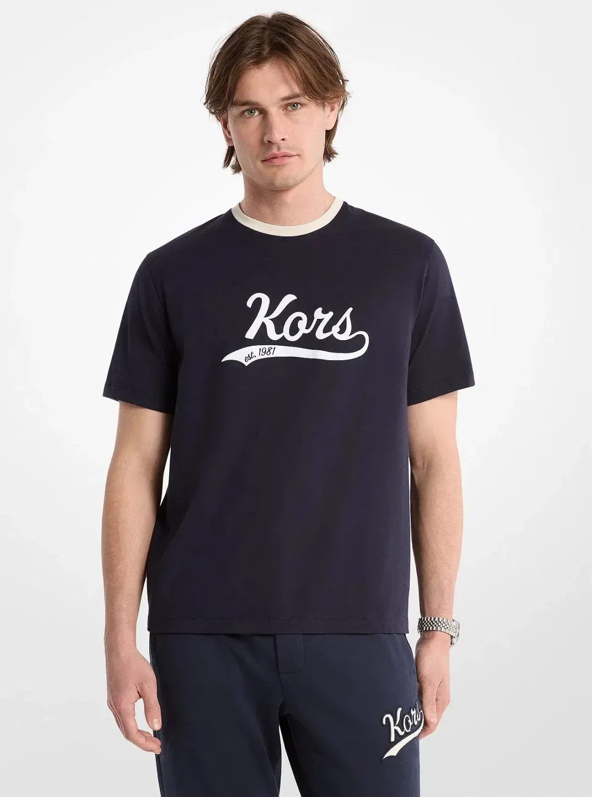 Michael Kors KORS Varsity Cotton Jersey T-Shirt MIDNIGHT