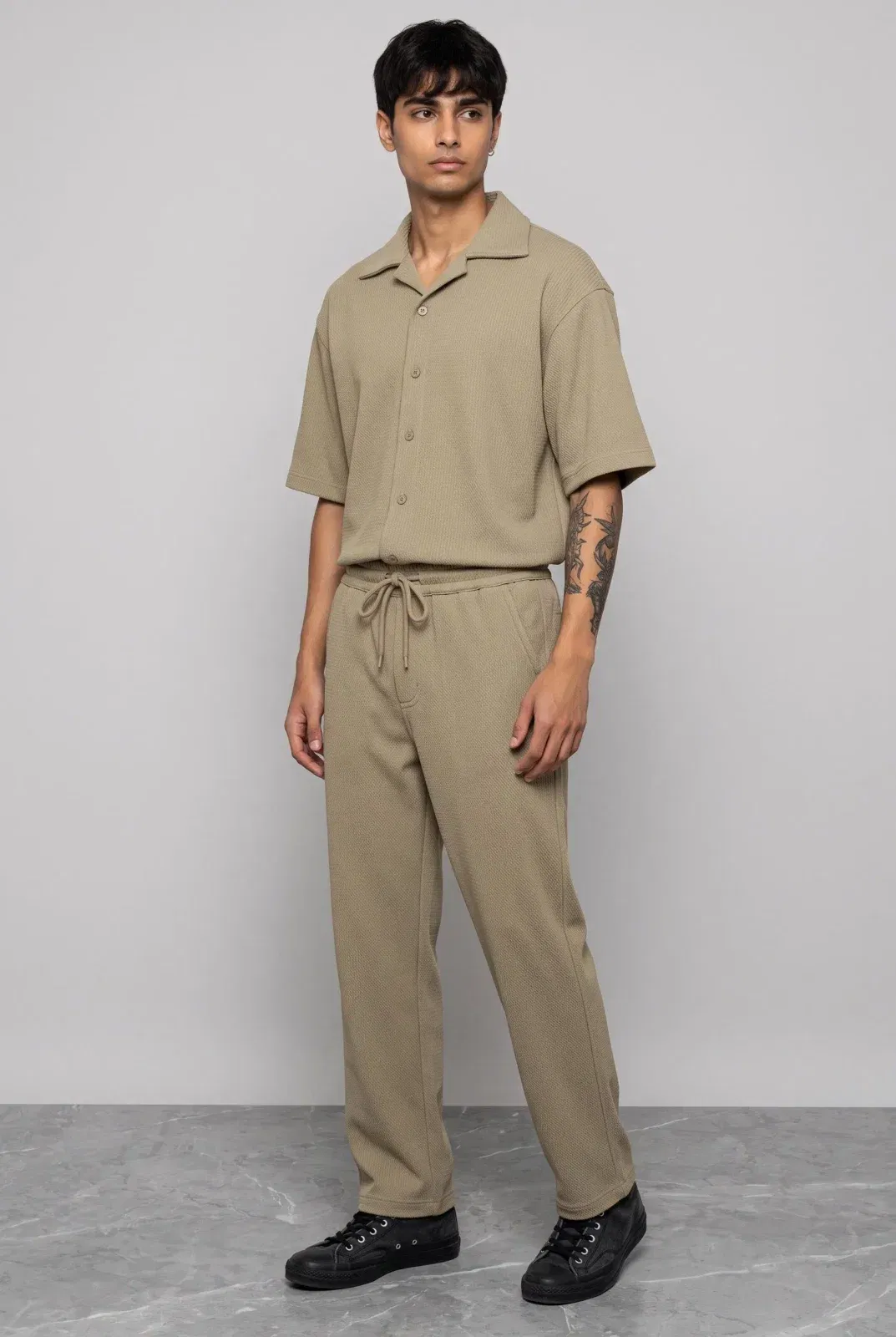 BEIGE CO-ORD SET MEN'S SHIRT