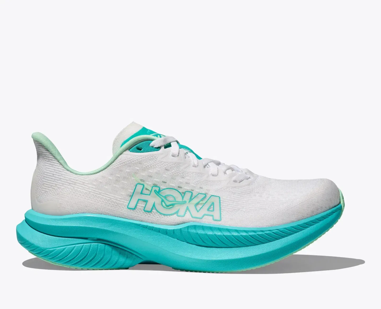Hoka Women'S Mach 6 White Cielo Blue
