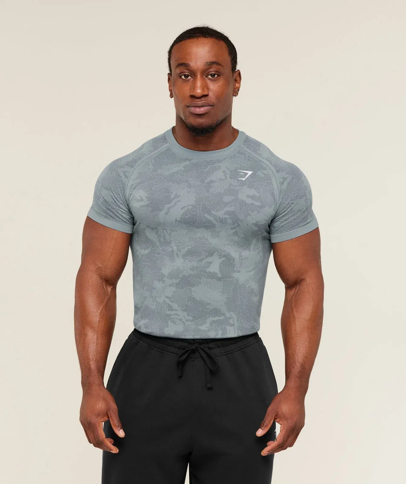 Gymshark Geo Seamless T-Shirt - Storm Blue / Stealth Blue