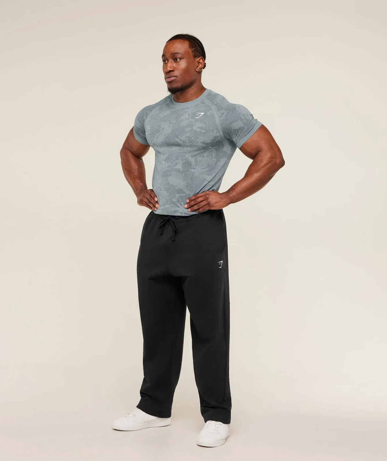 Gymshark Geo Seamless T-Shirt -  Storm Blue /  Stealth Blue