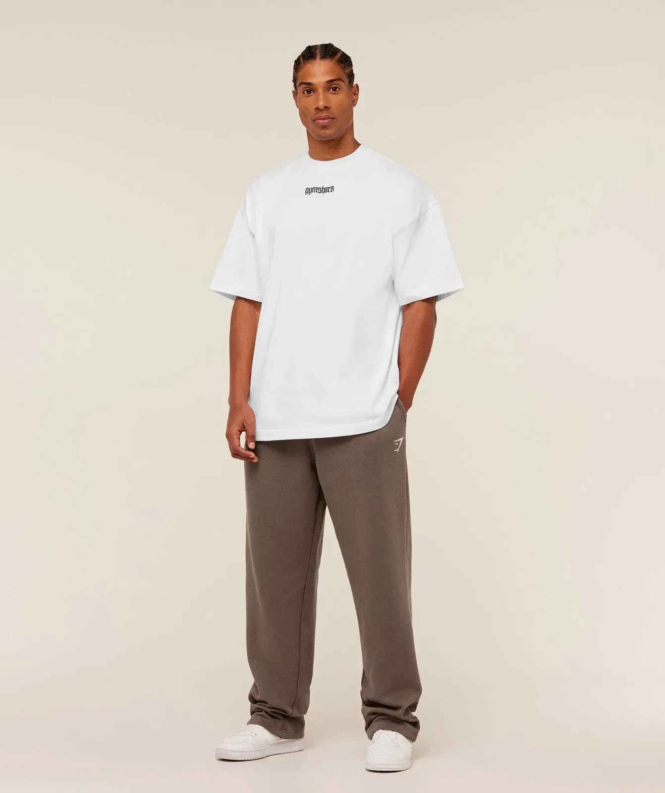 Gymshark Crest Straight Leg Joggers - Soft Brown