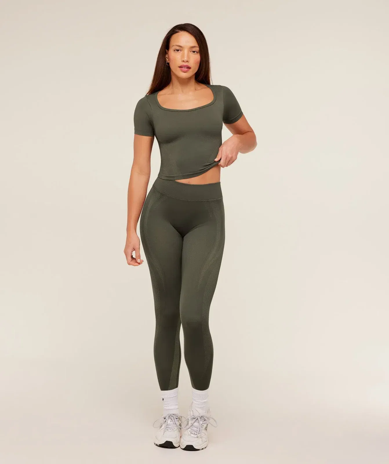 Gymshark Weekend Seamless Leggings - Strength Green / Grounded Green