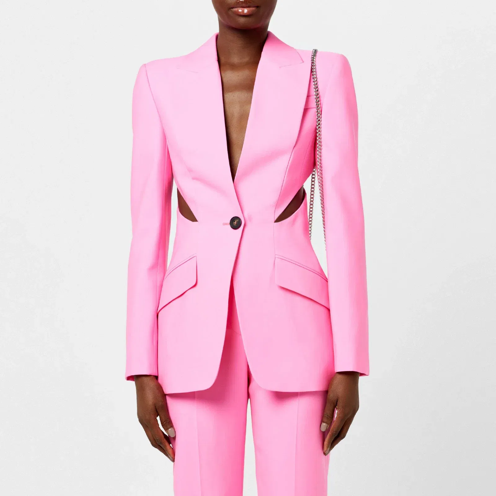 Slashed Single-Breasted Wool Long Sleeve Blazer