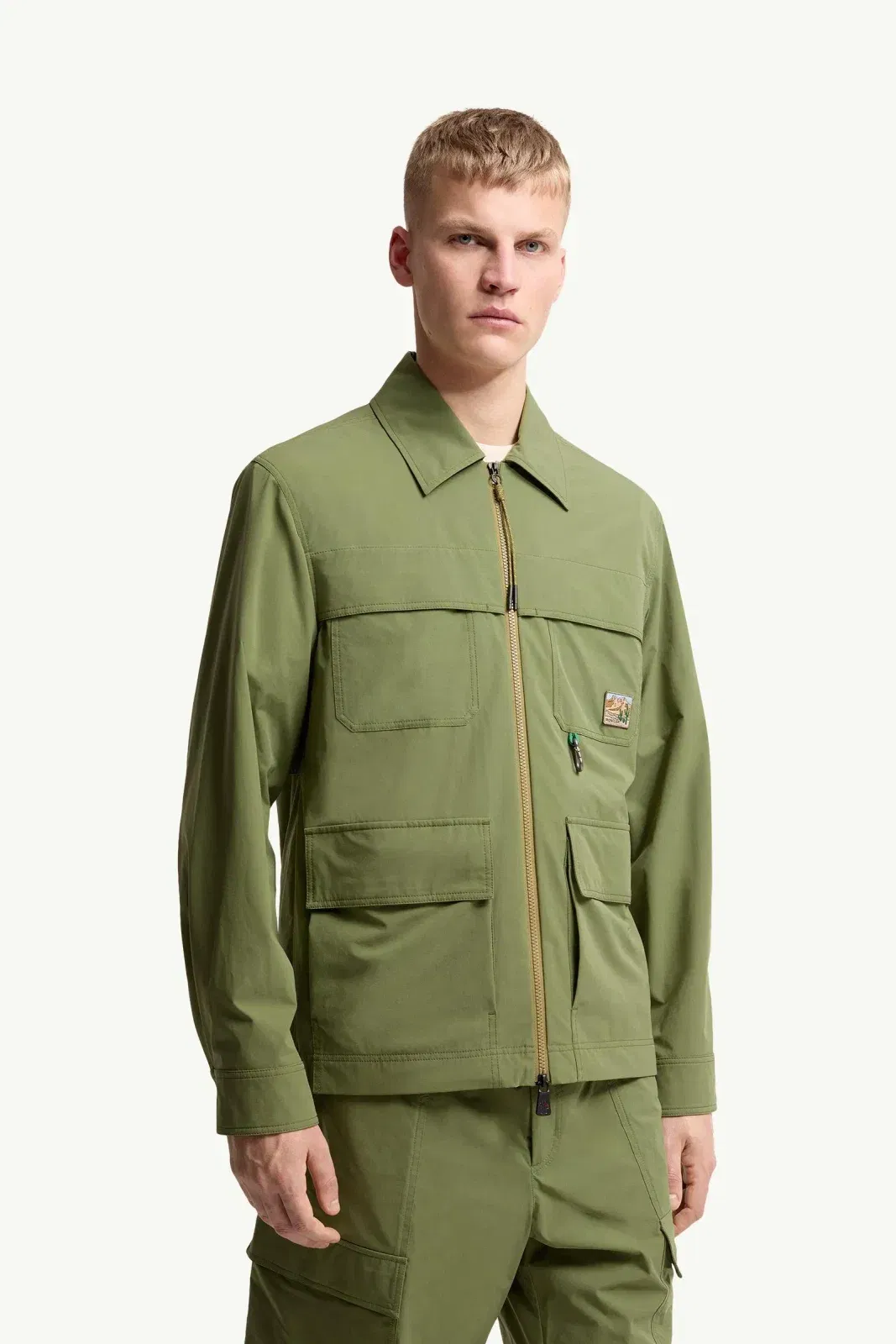 Moncler Taffeta Shirt Jacket Olive Green Olive Green