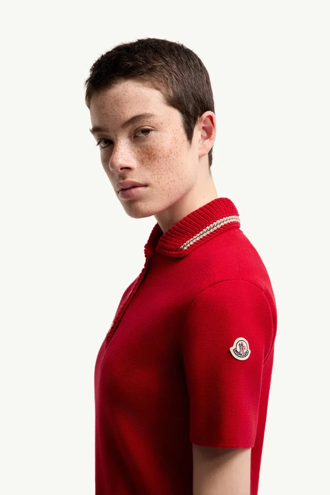 Moncler Cotton Knit Polo Shirt Red Red