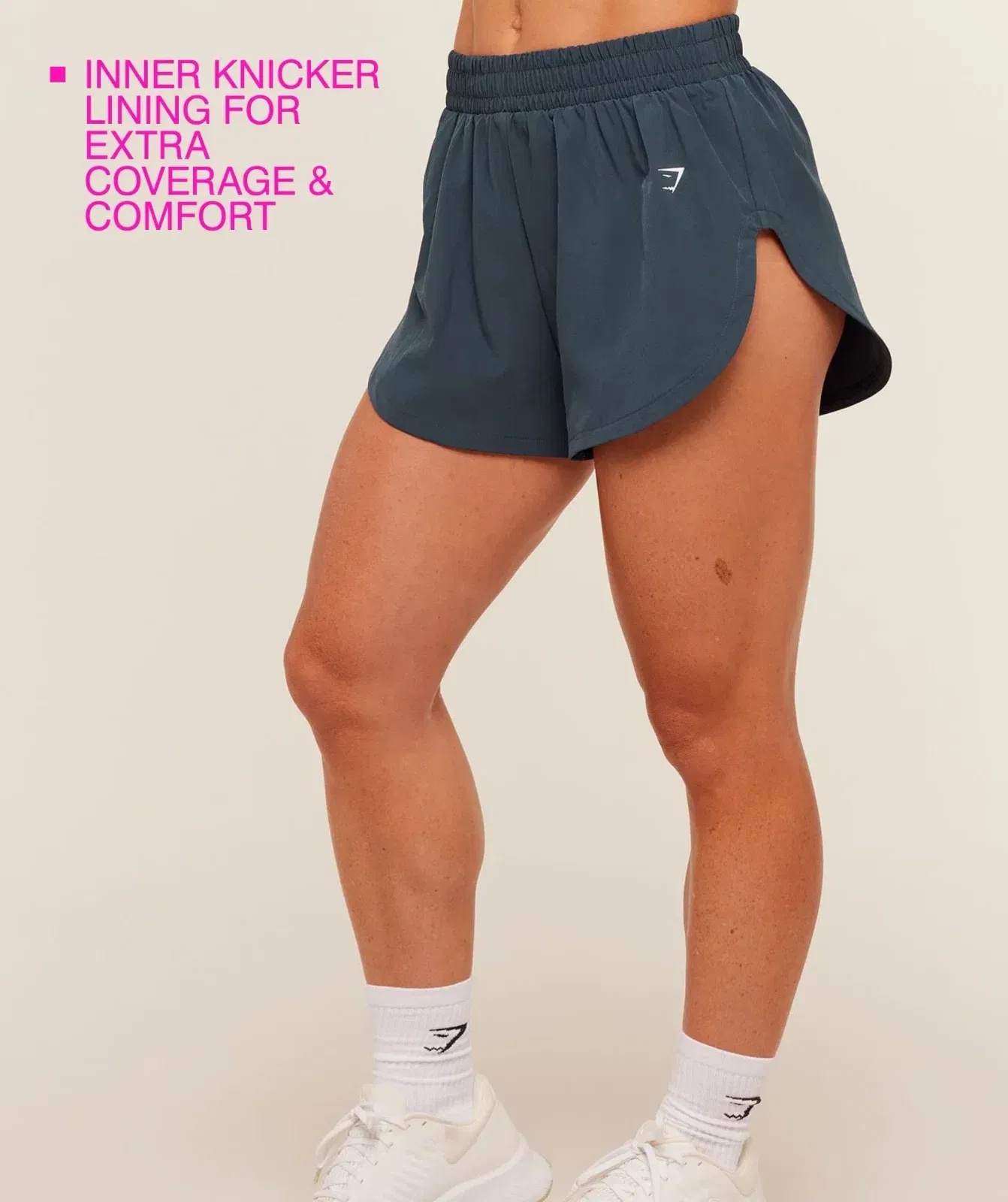 Women's Gymshark Interval High Leg Shorts Stealth Blue