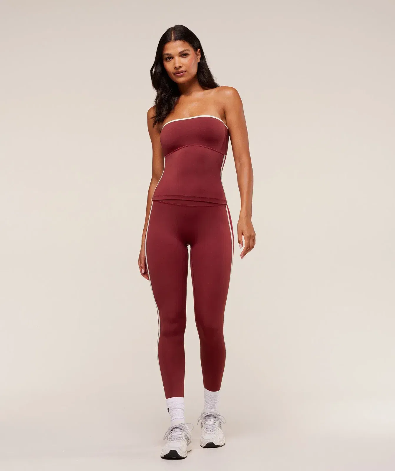 Women's Gymshark Piping Leggings Sets Red