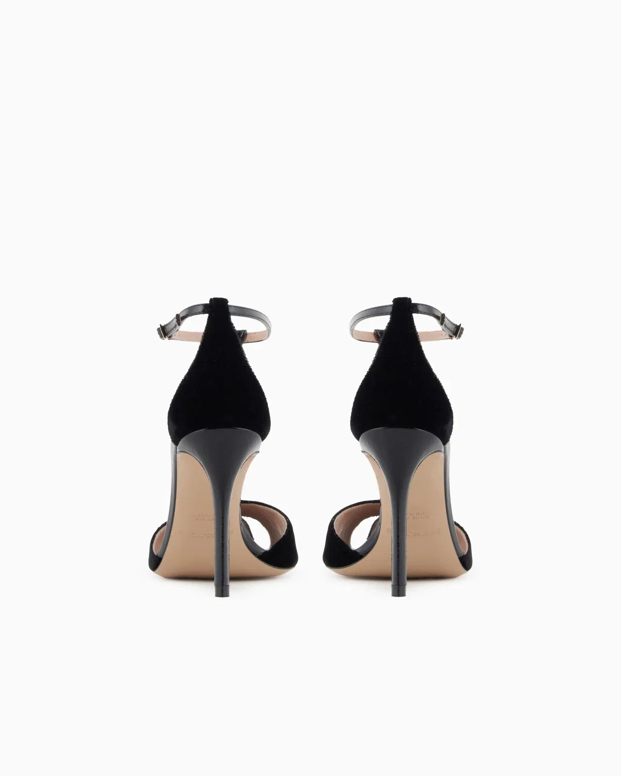 Emporio Armani Velvet And Patent-Leather T-Bar Heeled Sandals Black