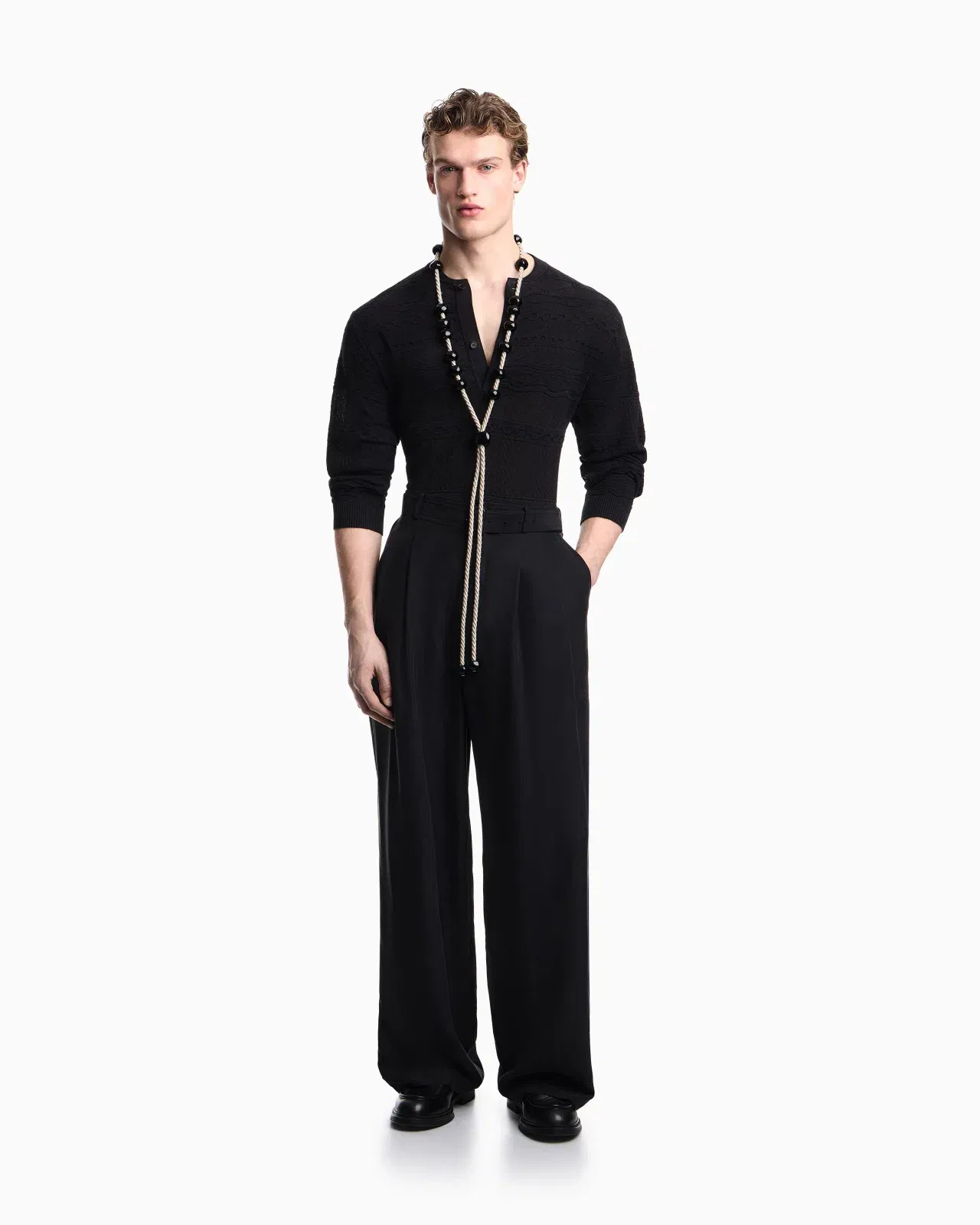 Emporio Armani Lyocell-blend, Henley neckline jumper