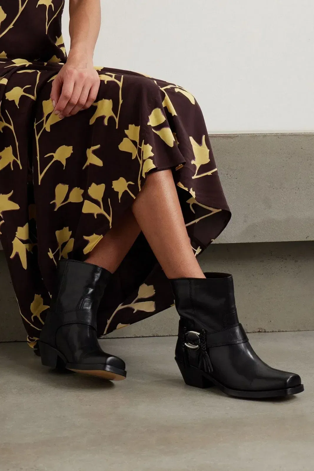 Isabel Marant Akson Embellished Tasseled Leather Ankle Boots Black Women's