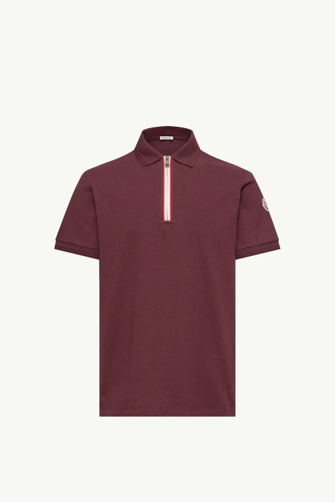 Moncler Tricolor-Trimmed Cotton Polo Shirt Dark Red Dark Red