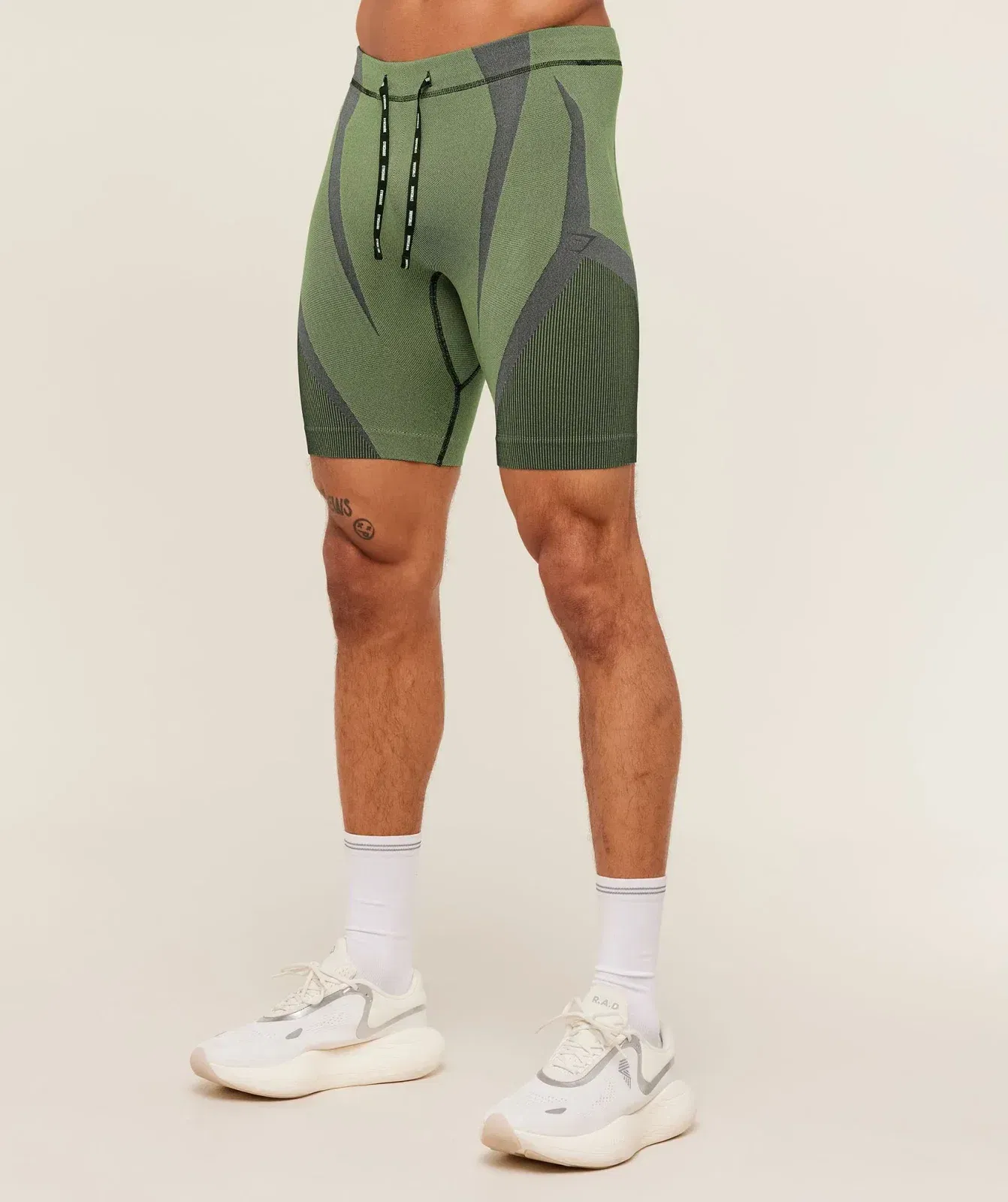 Gymshark Seamless Running Half Tight - Stealth Blue / Sorbet Yellow